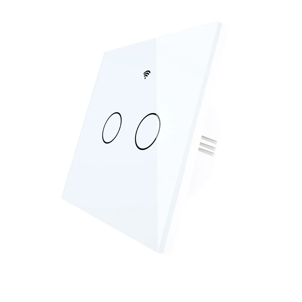 Szklany włącznik dotykowy światła podwójny Biały Wi-Fi Moes WRS-EU2-WH-MS Tuya 1 Szklany włącznik dotykowy światła podwójny Biały Wi-Fi Moes WRS-EU2-WH-MS Tuya 1