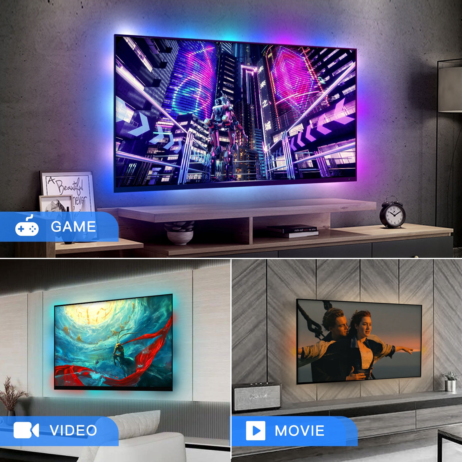 Inteligentna taśma LED do telewizora 55' MOES WLS-CL-TV55 Wi-Fi Tuya 4 Inteligentna taśma LED do telewizora 55' MOES WLS-CL-TV55 Wi-Fi Tuya