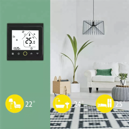 Inteligentny termostat ogrzewanie elektryczne 16A Czarny  Wi-Fi Moes BHT-002-GBLW Tuya 3