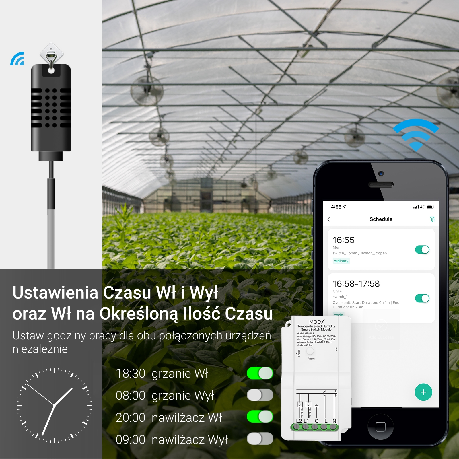 Przekaźnik z czujnikiem temperatury Wi-Fi Moes MS-103-WP Tuya 14 Przekaźnik z czujnikiem temperatury Wi-Fi Moes MS-103-WP Tuya 14