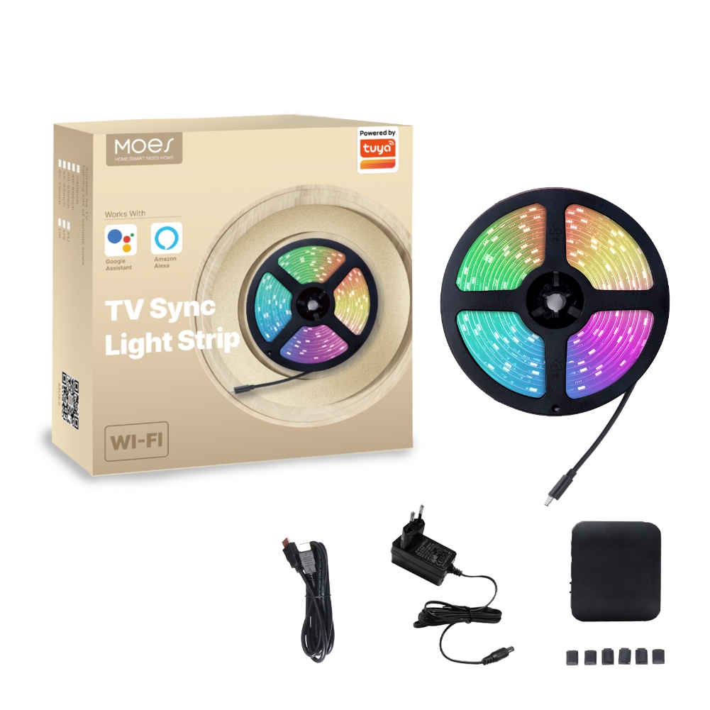 Taśma LED do telewizora 65 cali HDMI Sync MOES WLS-CL-TV65 WiFi Tuya
