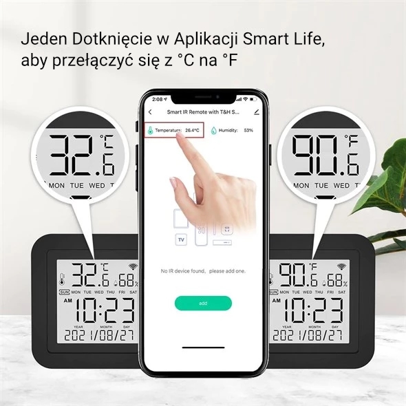 Czujnik temperatury i wilgotności uniwersalny pilot IR Wi-Fi Moes WR-TY-THR TUYA 2 Czujnik temperatury i wilgotności uniwersalny pilot IR Wi-Fi Moes WR-TY-THR TUYA 2