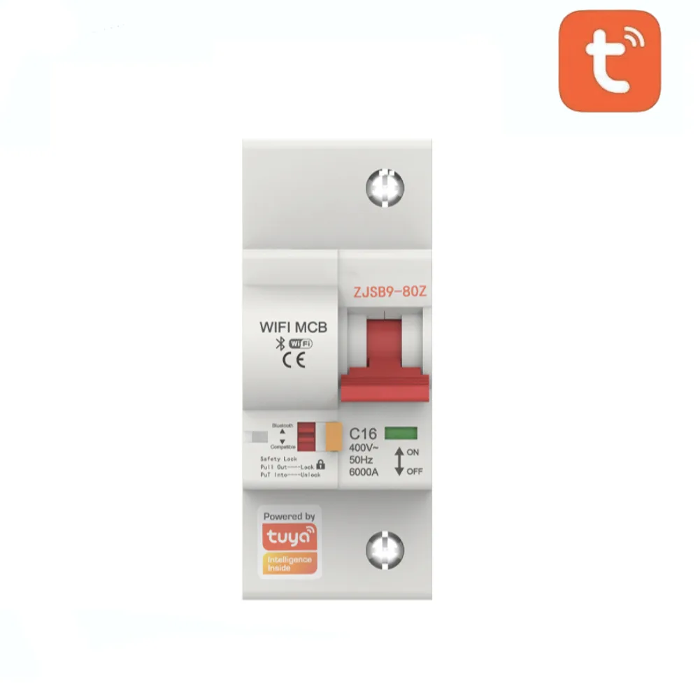 Inteligentny bezpiecznik z pomiarem zużycia energii, 16A, 1 faza, Wi-Fi Moes WCB-SC-1P16M Tuya 1