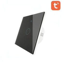 Szklany Włącznik Dotykowy Pojedynczy Czarny WiFi + RF 433 MOES WRS-EU1-BK Tuya Smart Life