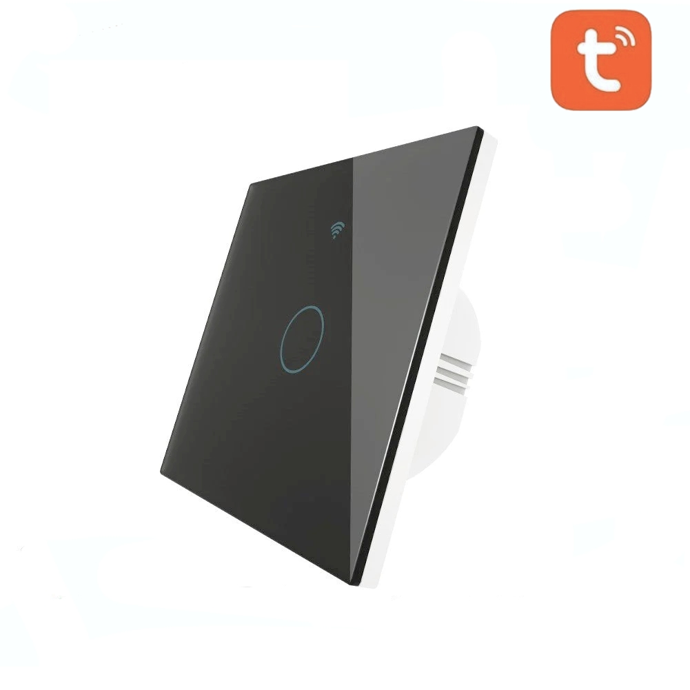 Szklany Włącznik Dotykowy Pojedynczy Czarny WiFi + RF 433 MOES WRS-EU1-BK Tuya Smart Life 1 Szklany Włącznik Dotykowy Pojedynczy Czarny WiFi + RF 433 MOES WRS-EU1-BK Tuya Smart Life