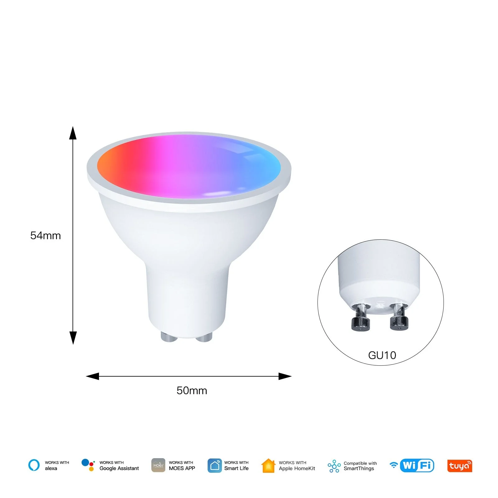 Inteligentna Żarówka 5W RGB+CW GU10 Matter Wi-Fi Moes MWB-TD5-RCW-GU10-MS 2 Inteligentna Żarówka 5W RGB+CW GU10 Matter Wi-Fi Moes MWB-TD5-RCW-GU10-MS 2