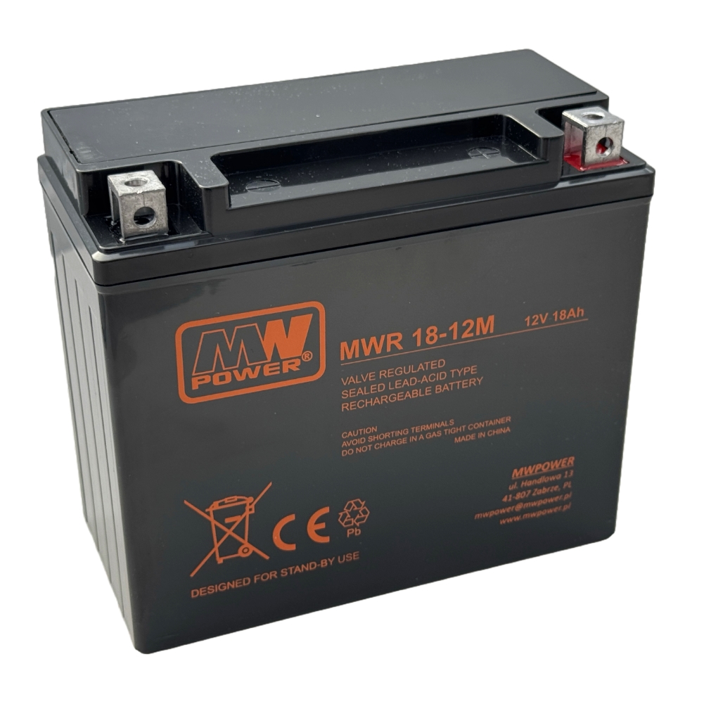 Akumulator Motocyklowy MW Power MWR 18-12M 18V 12Ah AGM VRLA 1 Akumulator Motocyklowy MW Power MWR 18-12M 18V 12Ah AGM VRLA