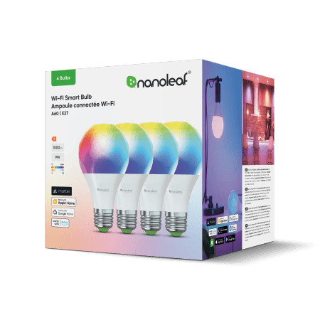 Nanoleaf Essentials Smart Bulbs - zestaw 4 żarówek A60-E27 (Wi-Fi) 1 Nanoleaf Essentials Smart Bulbs - zestaw 4 żarówek A60-E27 (Wi-Fi)