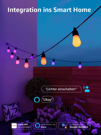 Lepro 15M ZB1 AI Outdoor String Lights – inteligentne wielokolorowe lampki zewnętrzne (15 metrów)