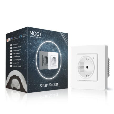 Gniazdko Zigbee 16A Moes Star Ring w kolorze białym wraz z oryginalnym pudełkiem produktowym – inteligentne sterowanie Tuya Smart