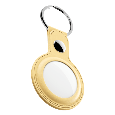KeyBudz AirTag Keyring – skórzane etui ochronne do AirTag 2- pack (pastel yellow)