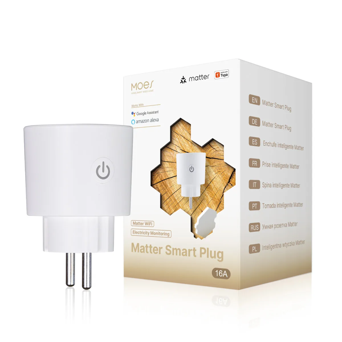 Inteligentne Gniazdko Smart Matter 16A z pomiarem energii Moes MWP-EU16M-WH 1