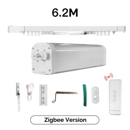 Karnisz elektryczny MOES 6,2 m z silnikiem i pilotem + akcesoria Zigbee TUYA 4