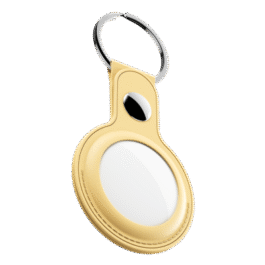 KeyBudz AirTag Keyring – skórzane etui ochronne do AirTag 2- pack (pastel yellow)