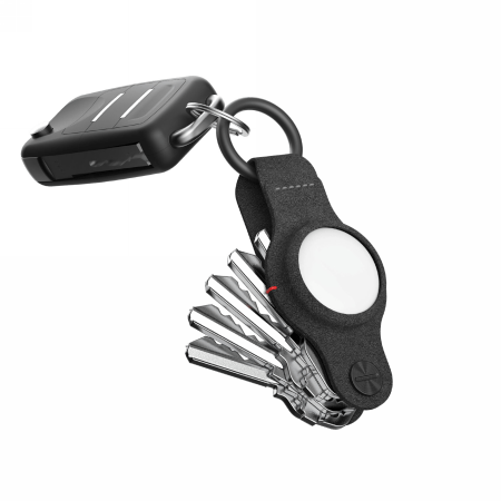 KeySmart Air – organizer do kluczy z etui na AirTag wykonany ze skóry wegańskiej (black)
