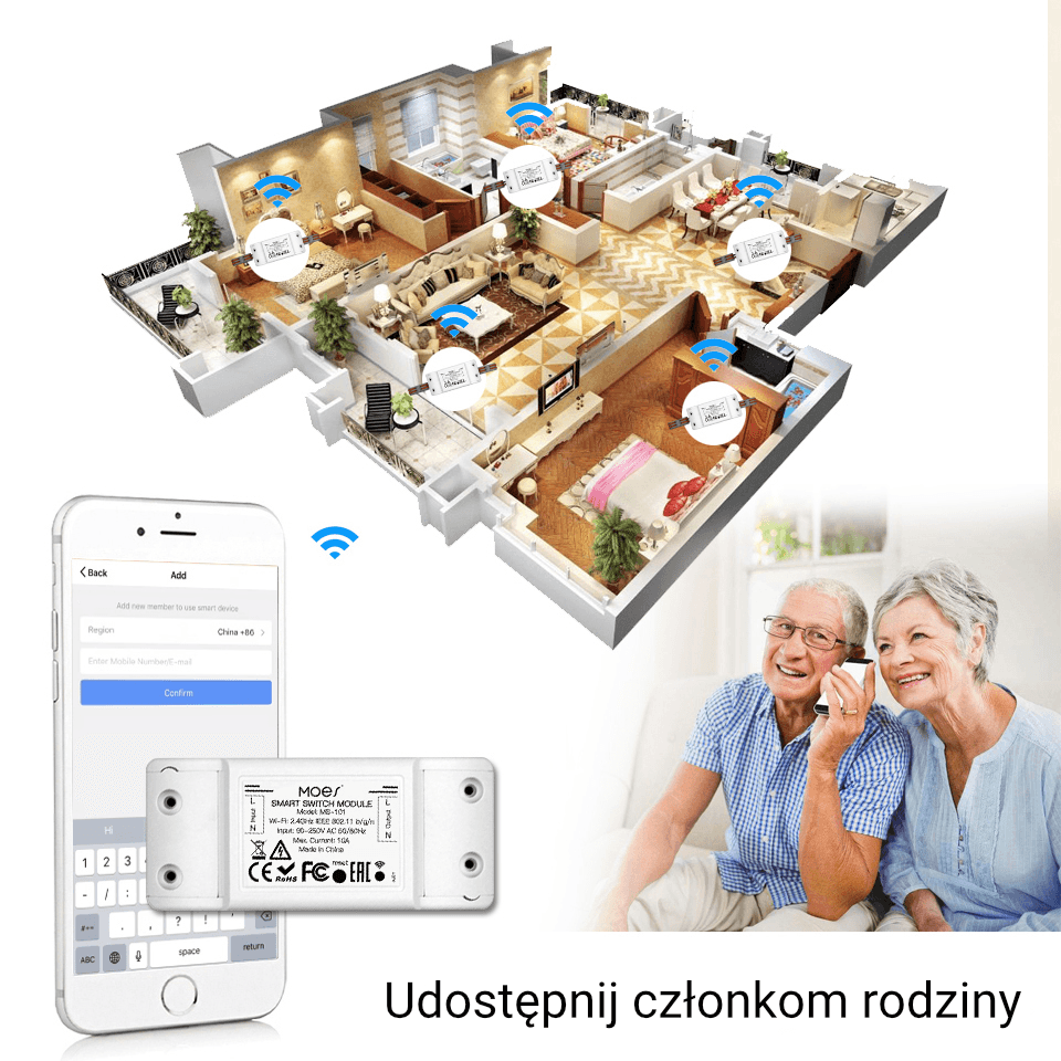 Inteligentny Przekaźnik Wi-Fi + RF Moes MS-101WR Tuya 8 Inteligentny Przekaźnik Wi-Fi + RF Moes MS-101WR Tuya