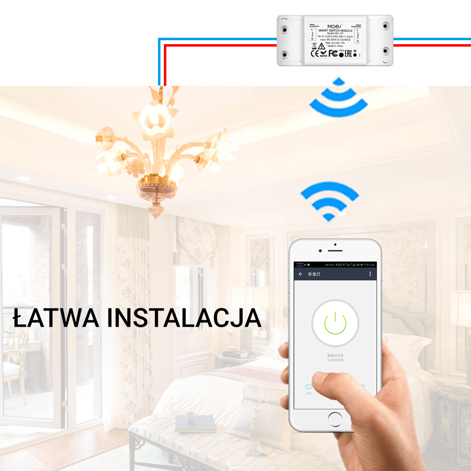 Inteligentny Przekaźnik Wi-Fi + RF Moes MS-101WR Tuya 10 Inteligentny Przekaźnik Wi-Fi + RF Moes MS-101WR Tuya