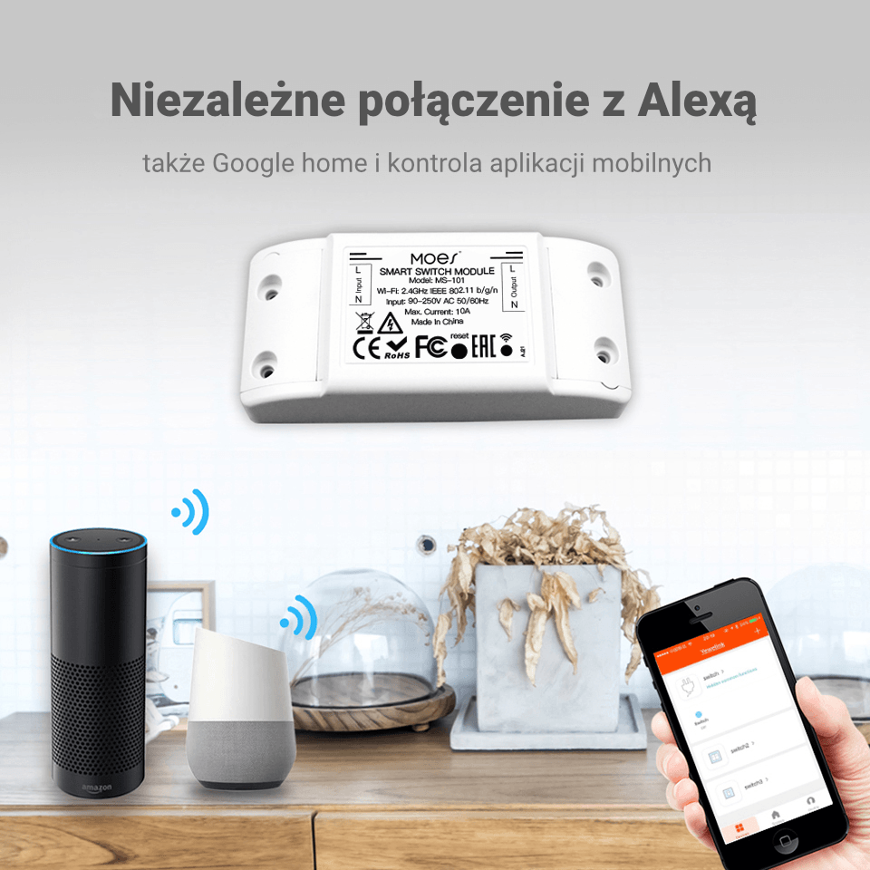 Inteligentny Przekaźnik Wi-Fi + RF Moes MS-101WR Tuya 12 Inteligentny Przekaźnik Wi-Fi + RF Moes MS-101WR Tuya