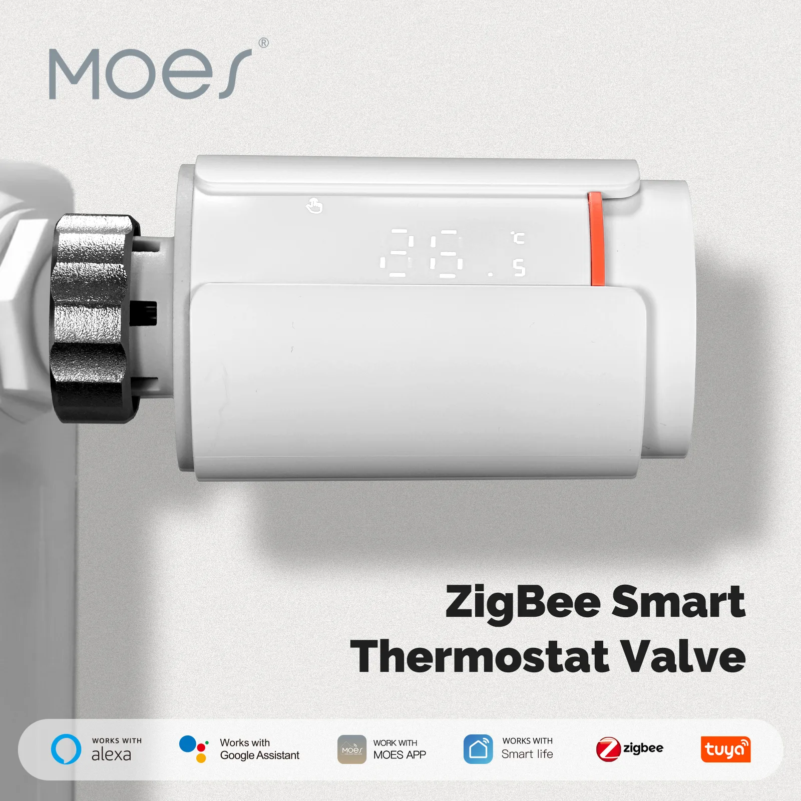 Głowica termostatyczna Star Ring Biala Moes ZTRV-S01-WH-MS Zigbee Tuya 3
