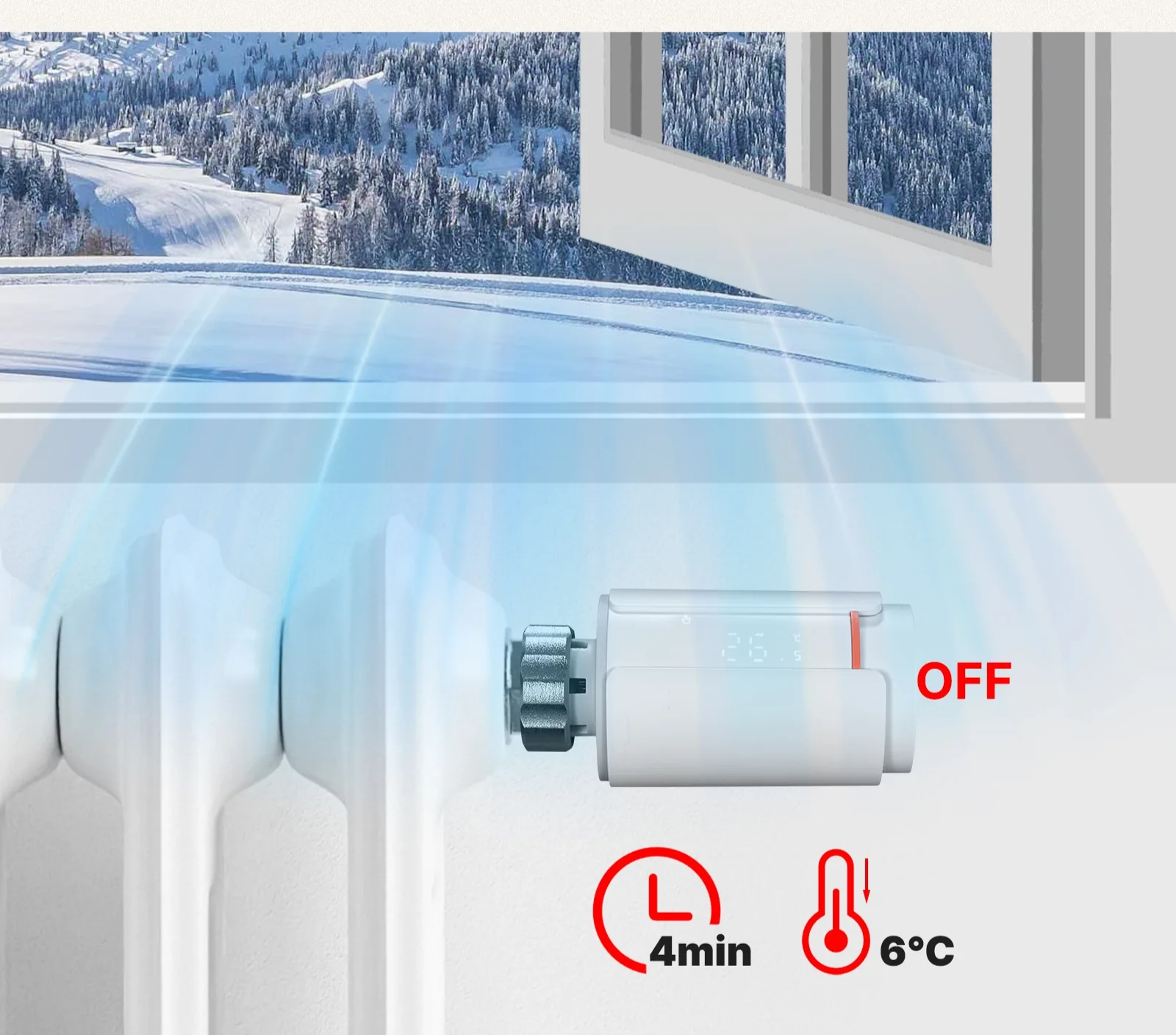 Głowica termostatyczna Star Ring Biala Moes ZTRV-S01-WH-MS Zigbee Tuya 8