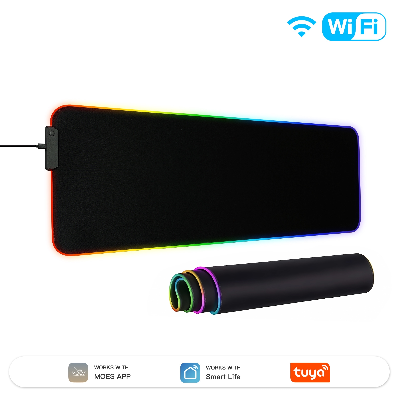 Inteligentna Podkładka pod mysz LED RGBIC MOES WL-MP-RIC Tuya