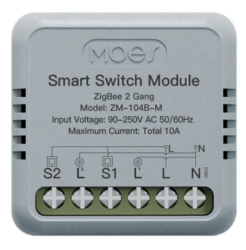 Przekaznik dopuszkowy podwójny Mini Zigbee Moes ZM-104B-M Tuya 1 Przekaznik dopuszkowy podwójny Mini Zigbee Moes ZM-104B-M Tuya 1