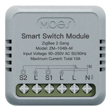 Przekaznik dopuszkowy podwójny Mini Zigbee Moes ZM-104B-M Tuya 1