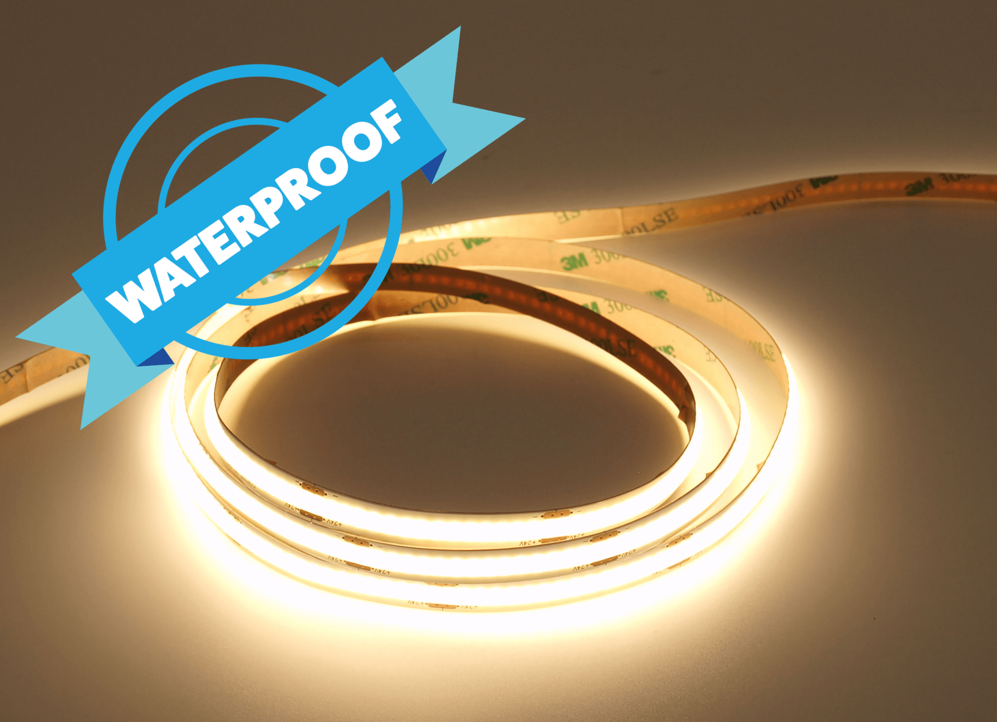 Taśma LED  COB 8W 320 chips/m CRI >90 12V biala ciepla 4000K IP65 5m