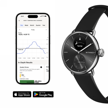 Withings Scanwatch 2 - zegarek z funkcją EKG, pomiarem pulsu i SPO2 oraz mierzeniem aktywności fizycznej i snu (38mm, black) 3 Withings Scanwatch 2 - zegarek z funkcją EKG, pomiarem pulsu i SPO2 oraz mierzeniem aktywności fizycznej i snu (38mm, black)
