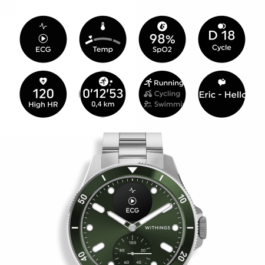 Withings Scanwatch Nova – zegarek z funkcją EKG, pomiarem pulsu, SPO2 i temperatury oraz mierzeniem aktywności fizycznej i snu (42mm, green)