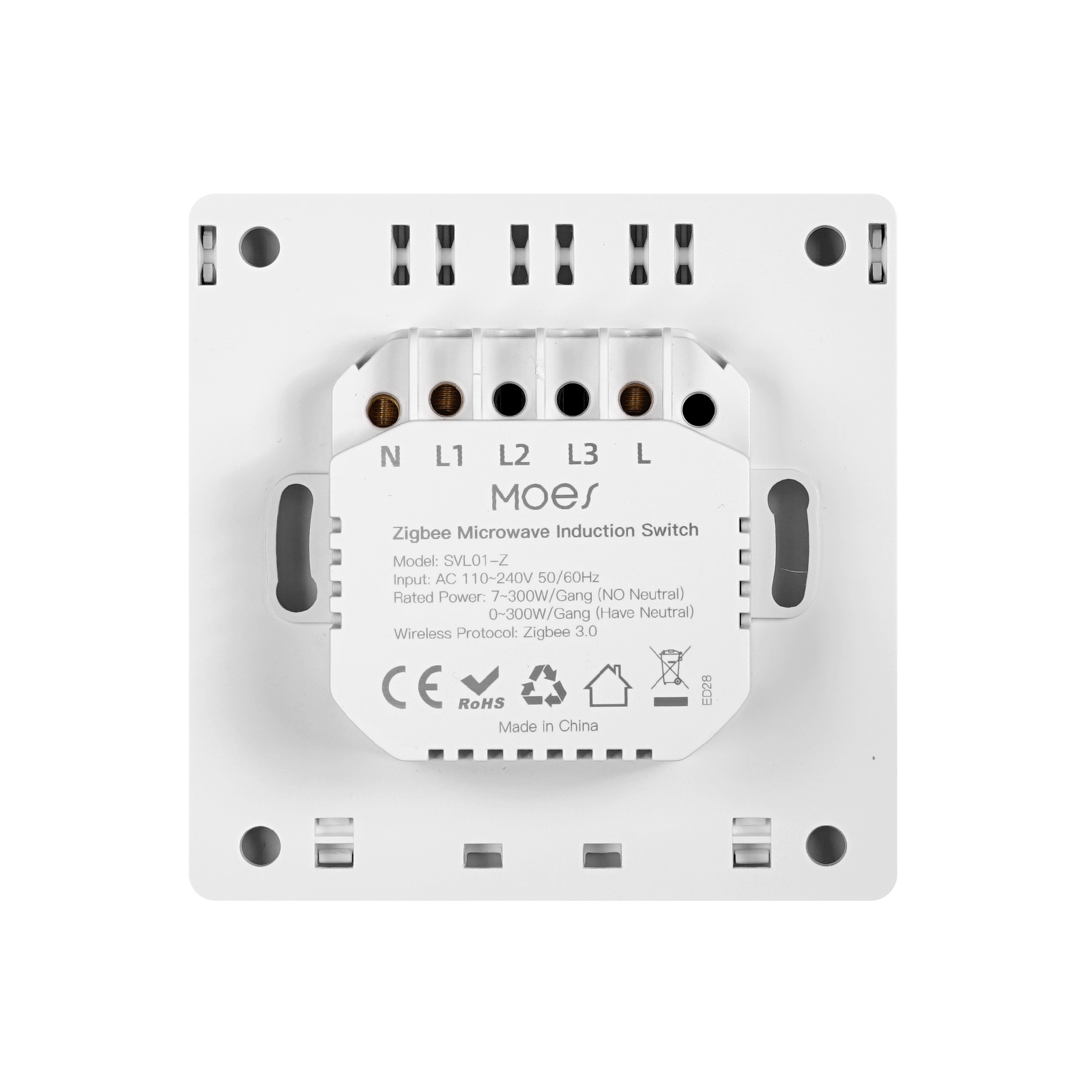 Włącznik Światła z Czujnikiem Obecności mmWave 3-Kanałowy Biały ZigBee Moes ZS-S-EU3-WH-MS Tuya