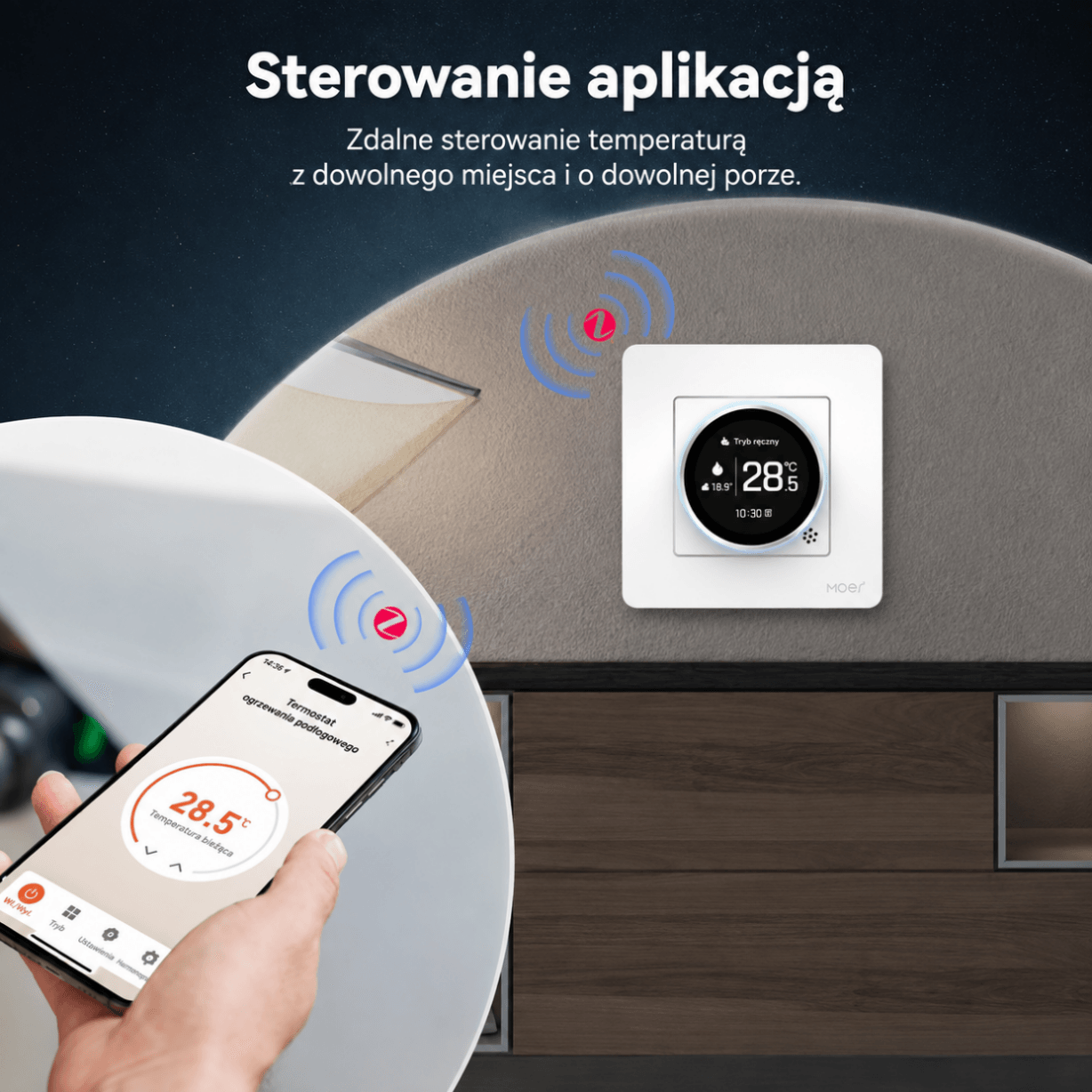 Inteligentny termostat do ogrzewania podłogowego MOES ZigBee 16A – ZHT-SR-GB-WH-MS, Tuya 2 Inteligentny termostat do ogrzewania podłogowego MOES ZigBee 16A – ZHT-SR-GB-WH-MS, Tuya